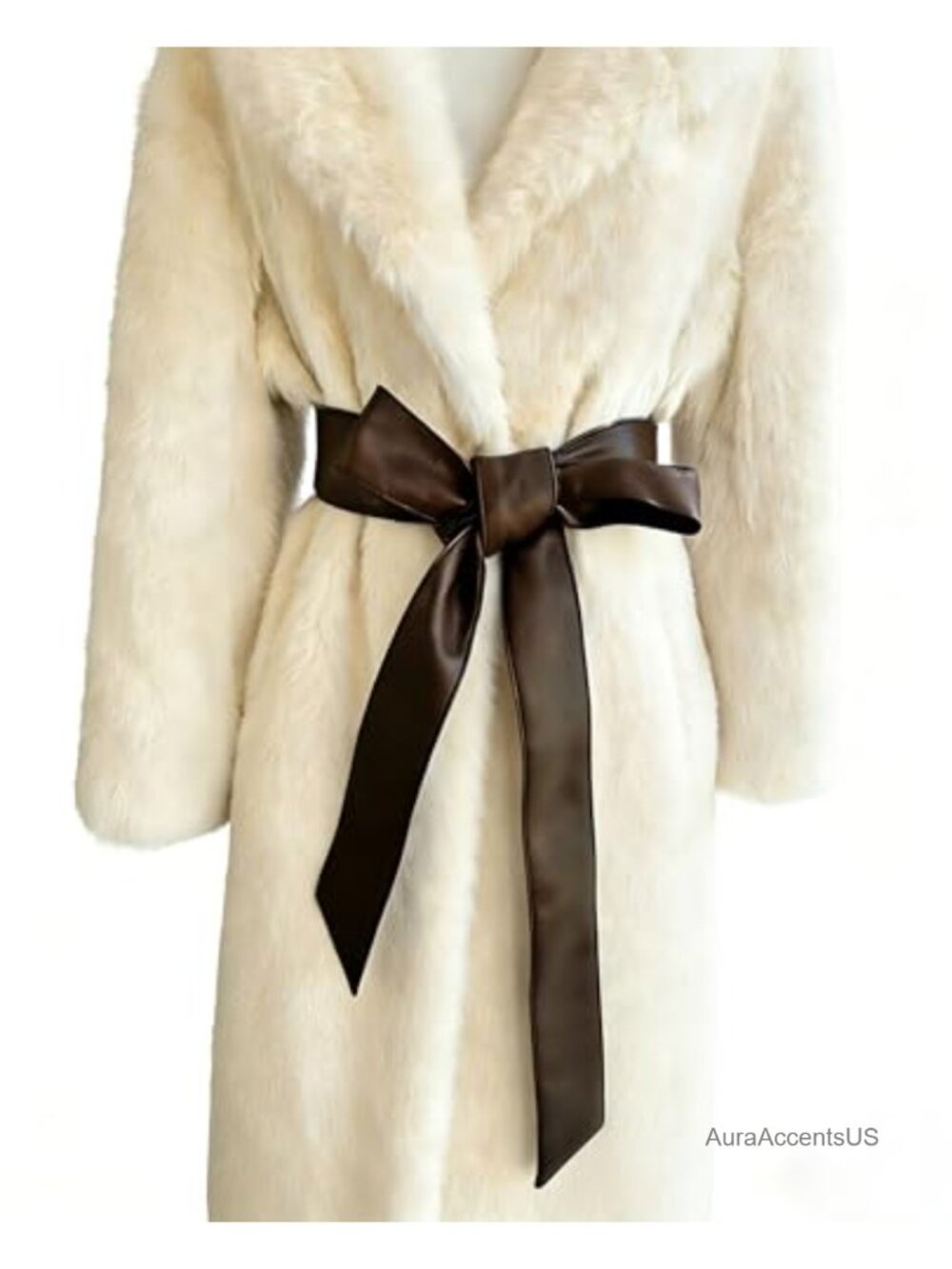 PU Leather Wrap Belt Women Tie Sash Coat Waist 86.6" Long